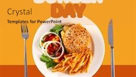  Presentation with international food - Presentation theme with composition-of-international-burger-day background and a gold colored foreground