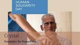  Presentation with empathy - PPT theme consisting of composition-of-international-human-solidarity background and a coral colored foreground