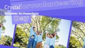  Presentation with international - Presentation theme having composition-of-international-microvolunteering-day background and a light blue colored foreground
