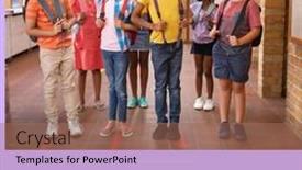  Presentation with diverse students - Presentation theme consisting of composition-of-international-students-day background and a coral colored foreground