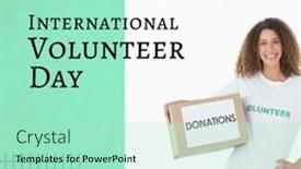  Presentation with text box - Presentation design having composition-of-international-volunteer-day background and a mint green colored foreground