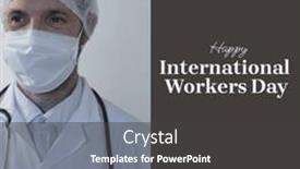  Presentation with healthcare workers - Slide set having composition-of-international-workers-day background and a dark gray colored foreground