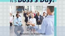  Presentation with diverse business people - Slide set having composition-of-it-s-boss background and a light blue colored foreground