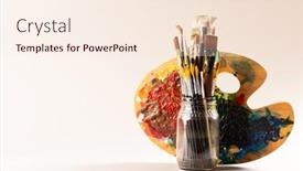  Presentation with art craft - PPT theme having composition-of-jar-of-painting background and a lemonade colored foreground