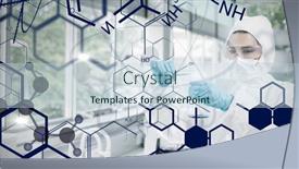  Presentation with digital image - Colorful presentation theme enhanced with composition-of-lab-technician backdrop and a sky blue colored foreground