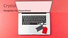  Presentation with pink retail - Slide deck with composition-of-laptop-and-gift background and a  colored foreground