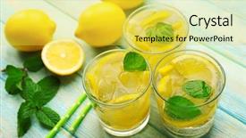  Presentation with blue mint - Audience pleasing theme consisting of composition of lemonades lemons backdrop and a yellow colored foreground