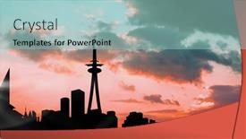  Presentation with interface - Presentation theme having composition-of-light-trails-over background and a light blue colored foreground