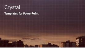  Presentation with interface - PPT theme enhanced with composition-of-lines-over-cityscape background and a dark gray colored foreground
