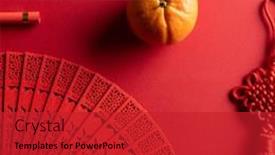  Presentation with chinese new year lunar - Slide set featuring composition-of-lunar-new-year background and a red colored foreground