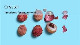  Presentation with blue - PPT theme consisting of composition of lychee and peel background and a arctic colored foreground