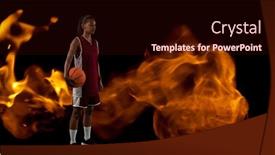  Presentation with flames - PPT theme enhanced with composition-of-male-basketball-player background and a wine colored foreground
