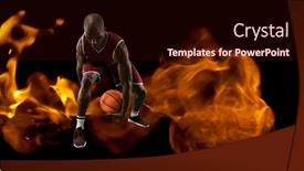  Presentation with basketball - Slide set enhanced with composition-of-male-basketball-player background and a wine colored foreground