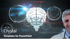  Presentation with digital image - Presentation design having composition-of-male-doctor-over background and a ocean colored foreground