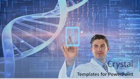  Presentation with data medical - Cool new presentation design with composition-of-male-doctor-touching backdrop and a  colored foreground