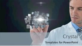  Presentation with digital identity - PPT layouts having composition-of-male-doctor-touching background and a light blue colored foreground