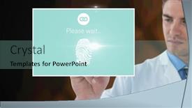  Presentation with digital identity - PPT theme having composition-of-male-doctor-touching background and a mint green colored foreground