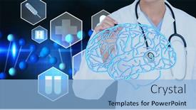  Presentation with brain medicine - Amazing PPT theme having composition-of-male-doctor-using backdrop and a  colored foreground