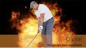  Presentation with golf - Presentation design consisting of composition-of-male-golf-player background and a gold colored foreground