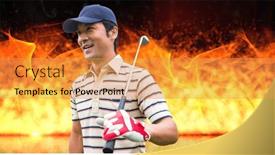  Presentation with flames - PPT theme featuring composition-of-male-golf-player background and a yellow colored foreground