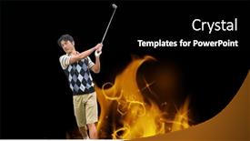  Presentation with flames - Presentation theme having composition-of-male-golf-player background and a black colored foreground