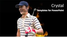  Presentation with flames - Theme having composition-of-male-golf-player background and a black colored foreground