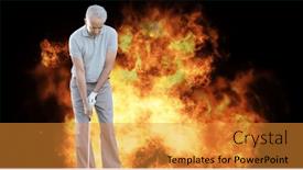  Presentation with flames - Slides with composition-of-male-golf-player background and a gold colored foreground
