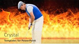  Presentation with flames - Presentation theme with composition-of-male-golf-player background and a yellow colored foreground