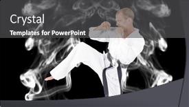  Presentation with artist - PPT layouts consisting of composition-of-male-martial-artist background and a dark gray colored foreground