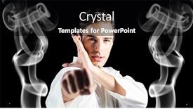  Presentation with artist - Presentation theme consisting of composition-of-male-martial-artist background and a black colored foreground