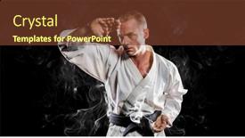  Presentation with artist - Slide deck consisting of composition-of-male-martial-artist background and a tawny brown colored foreground