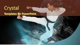  Presentation with artist - PPT theme having composition-of-male-martial-artist background and a tawny brown colored foreground