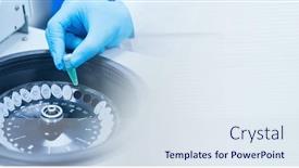  Presentation with lab test - Presentation theme featuring composition-of-male-scientist background and a sky blue colored foreground