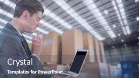  Presentation with global laptop - Presentation featuring composition-of-man-holding-laptop background and a ocean colored foreground