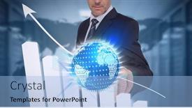  Presentation with business networking - PPT layouts enhanced with composition-of-man-touching-globe background and a light blue colored foreground