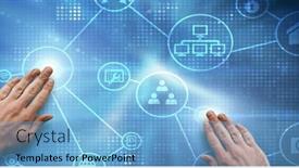  Presentation with business networking - Slide set enhanced with composition-of-man-touching-screen background and a light blue colored foreground