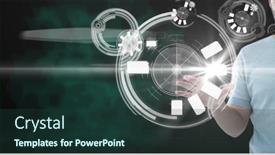  Presentation with digital image - Cool new presentation with composition-of-man-touching-screen backdrop and a  colored foreground