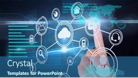  Presentation with connections - Theme enhanced with composition-of-man-touching-virtual background and a ocean colored foreground