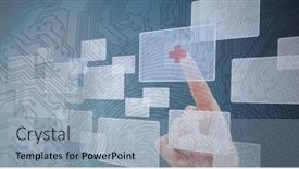  Presentation with global red - Amazing theme having composition-of-man-touching-virtual backdrop and a light blue colored foreground