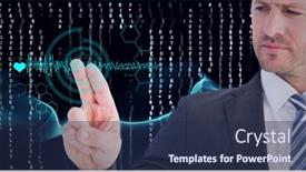  Presentation with image processing - Theme with composition-of-man-touching-virtual background and a navy blue colored foreground