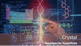  Presentation with data medical - Slide deck consisting of composition-of-man-touching-virtual background and a coral colored foreground