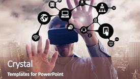  Presentation with virtual reality - Presentation theme consisting of composition of man using virtual background and a coral colored foreground