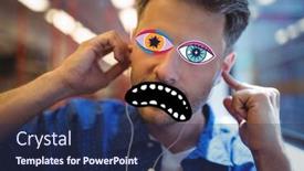  Presentation with psychedelic - Amazing PPT theme having composition-of-man-with-multi backdrop and a navy blue colored foreground