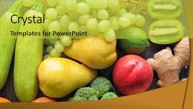  Presentation with fruits and vegetables - Presentation design consisting of composition of many different fruits background and a  colored foreground
