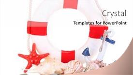 Presentation with marine - Slides with composition of marine decor isolated on white background and a pink colored foreground