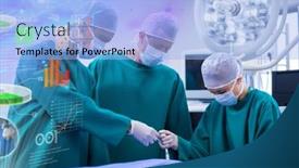  Presentation with data medical - Colorful PPT theme enhanced with composition-of-medical-data-processing backdrop and a light blue colored foreground