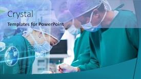  Presentation with data medical - Colorful theme enhanced with composition-of-medical-data-processing backdrop and a light blue colored foreground