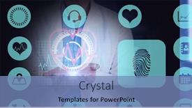  Presentation with digital image processing - Presentation theme enhanced with composition-of-medical-icons-over background and a teal colored foreground