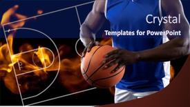  Presentation with basketball court - Beautiful presentation theme featuring composition-of-midsection-of-basketball backdrop and a navy blue colored foreground