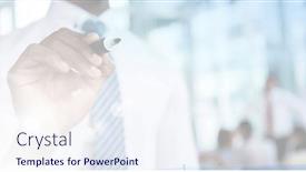  Presentation with business communication - Presentation theme enhanced with composition-of-midsection-of-businessman background and a sky blue colored foreground